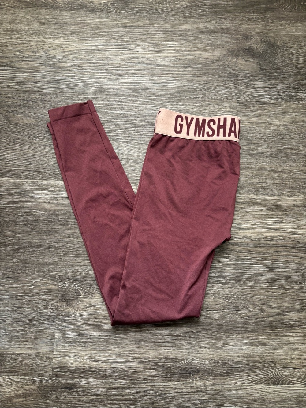Gymshark Kids Maroon Leggings with Pink Branded Waistband